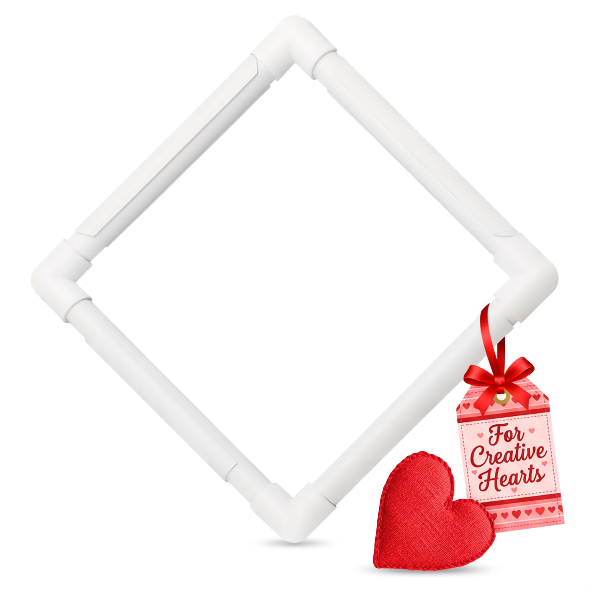 11 Inch Plastic Embroidery Hoop - Snap Needlework Frame White Plastic Sewing Hoops Hand Embroidery Hoops - Snap Needlework Frame Cross Stitch Frame Square Embroidery Hoop, Great as Valentine Day Gift