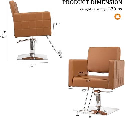 Miniatura 3 de Silla de peluquería para estilista de peluquería de asiento ancho, silla de peluquería hidráulica con reposapiés de acero inoxidable, silla de