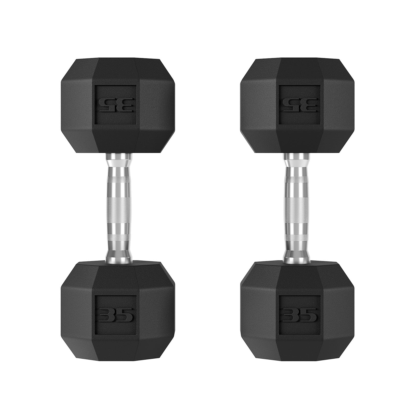 GarveeLife 35 Lbs PVC Encased HEX Dumbbell Set of 2, Exercises & Fitness Free Weights Dumbbells Set for Women & Men, Hand Weight for Strength Training, Black
