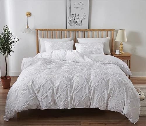 Miniatura 7 de MorroMorn Juego de funda de edredón de 5 piezas tamaño King, juego de ropa de cama bohemio con textura geométrica, juego de funda de edredón