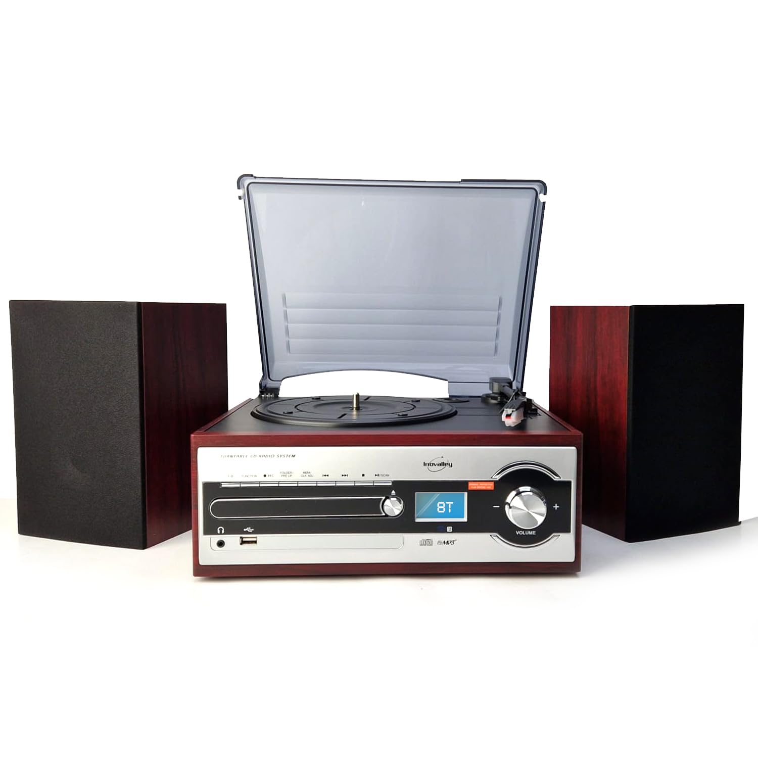 Chaîne HiFi Tourne Disque Vinyle Inovalley CH14E 80W, CD, Bluetooth, FM et USB + Télécommande