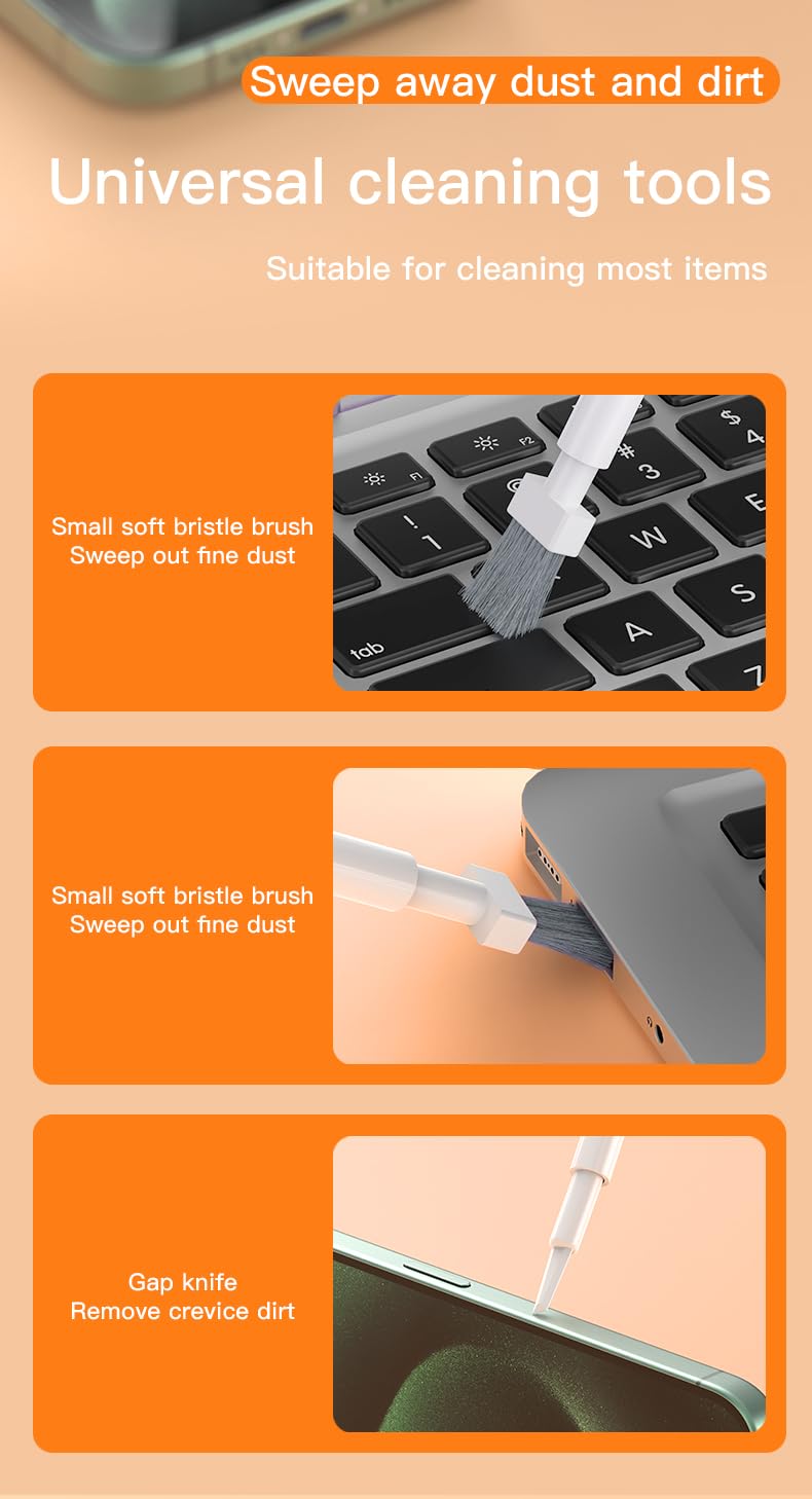 32-in-1 Multi-Functional Cleaning Kit for Electronics inlcuding Headphones,Mobile Phones,Computer,Monitor,Lens and etc, Compact and Portable Design,