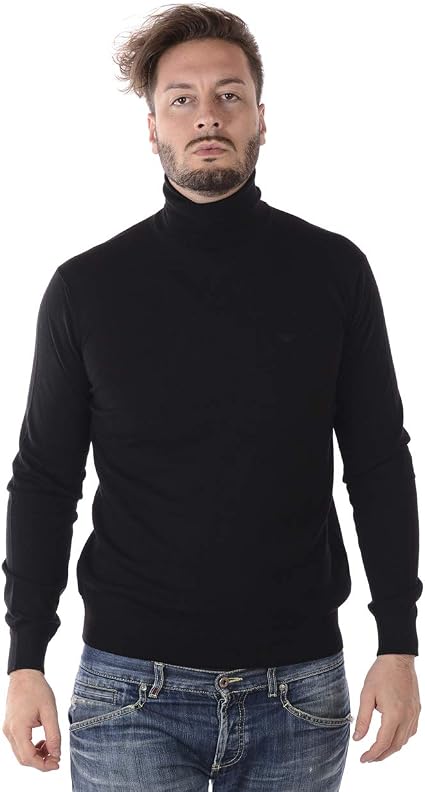 Virgin Wool Roll Neck Jumper Black 