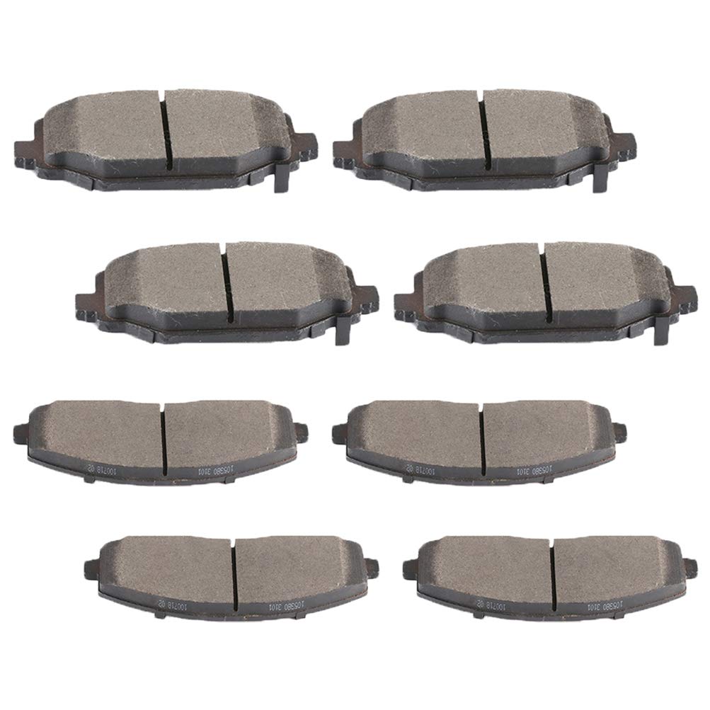 cciyu D1589 D1596 Front &amp; Rear Ceramic Brake Pads Set fit For 12-16 For Chrysler Town &amp; Country,12-16 For Dodge Grand Caravan,12-16 For Dodge Journey,12-15 For Ram C/V,12-13 For Volkswagen For Routan