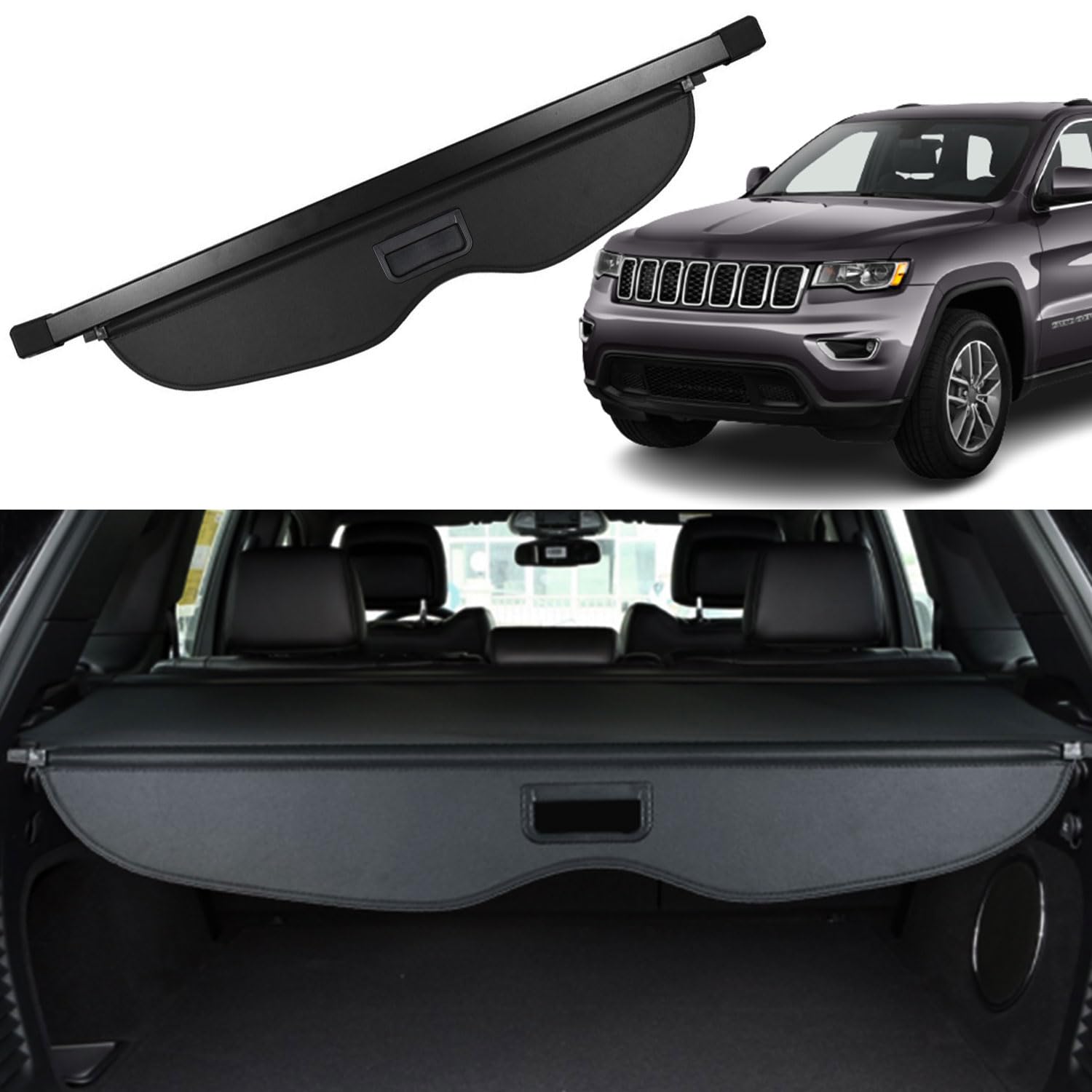 Retractable Black Cargo Rear Trunk Cover Fit for Jeep Grand Cherokee 2011-2019 2020 2021 Rear Trunk Security Cover Shielding Shade Car Accessory(not fit for 2021 winter-2022 Grand Cherokee L