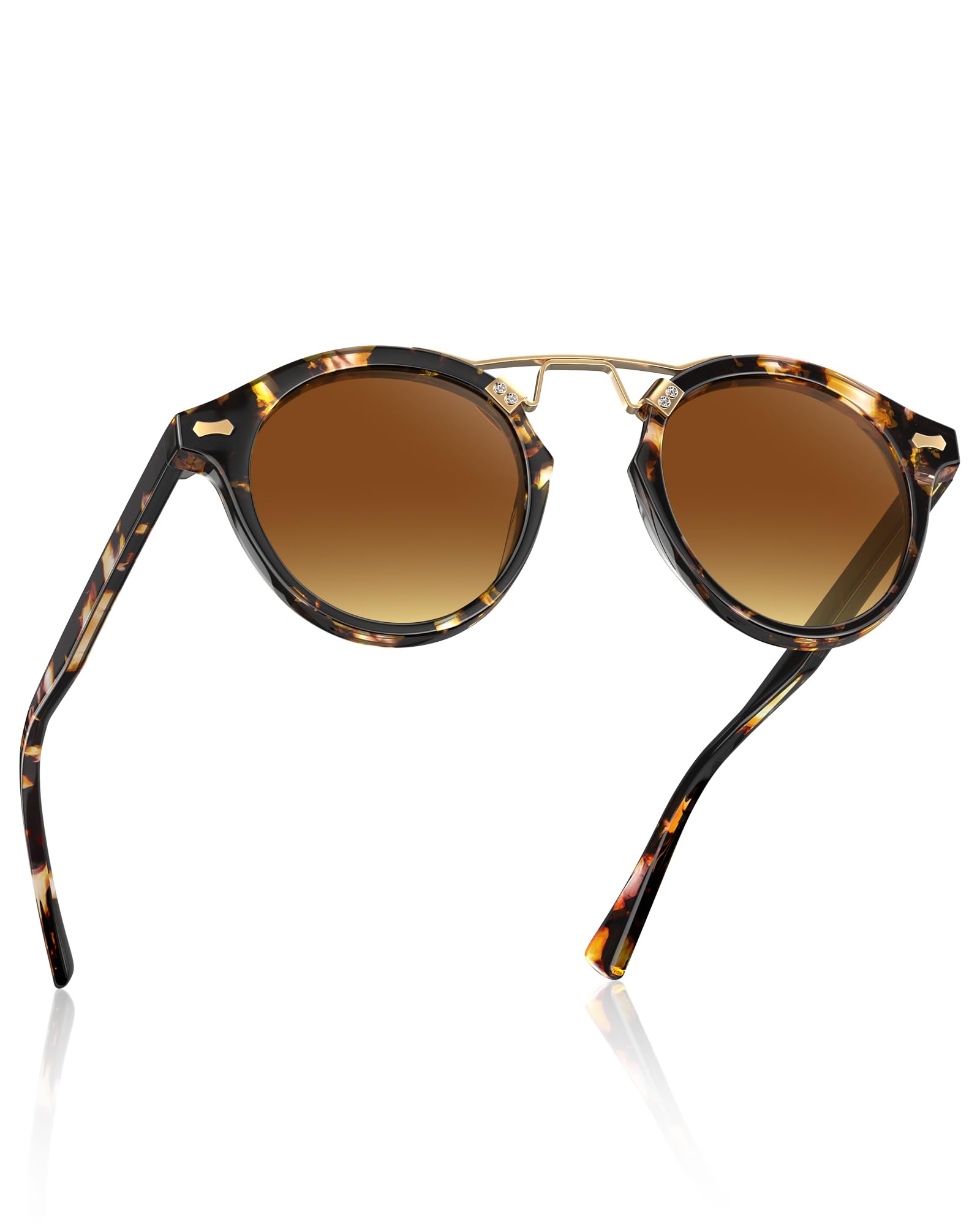 STGATN Polarized Sunglasses for Women Round Retro Double-Bridge Trendy Fashion Shades UV Protection