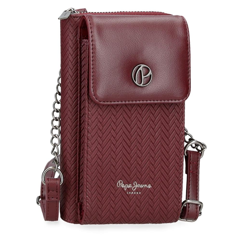 Pepe Jeans Sprig Messenger Bag Mobile phone case Red 11x20x4cm Faux leather by Joumma Bags, red, One Size, Shoulder Bag Mobile Phone Case