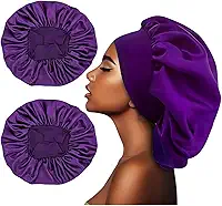 Touca de Cetim, Grande 36cm, Proteção Noturna para Cabelos, Design Elegante com Faixa Confortável, Cabelos Longos, Crespos, Black, Tranças, Cores Variadas (BR, Alfa, G, Multicolorido Lado Único)