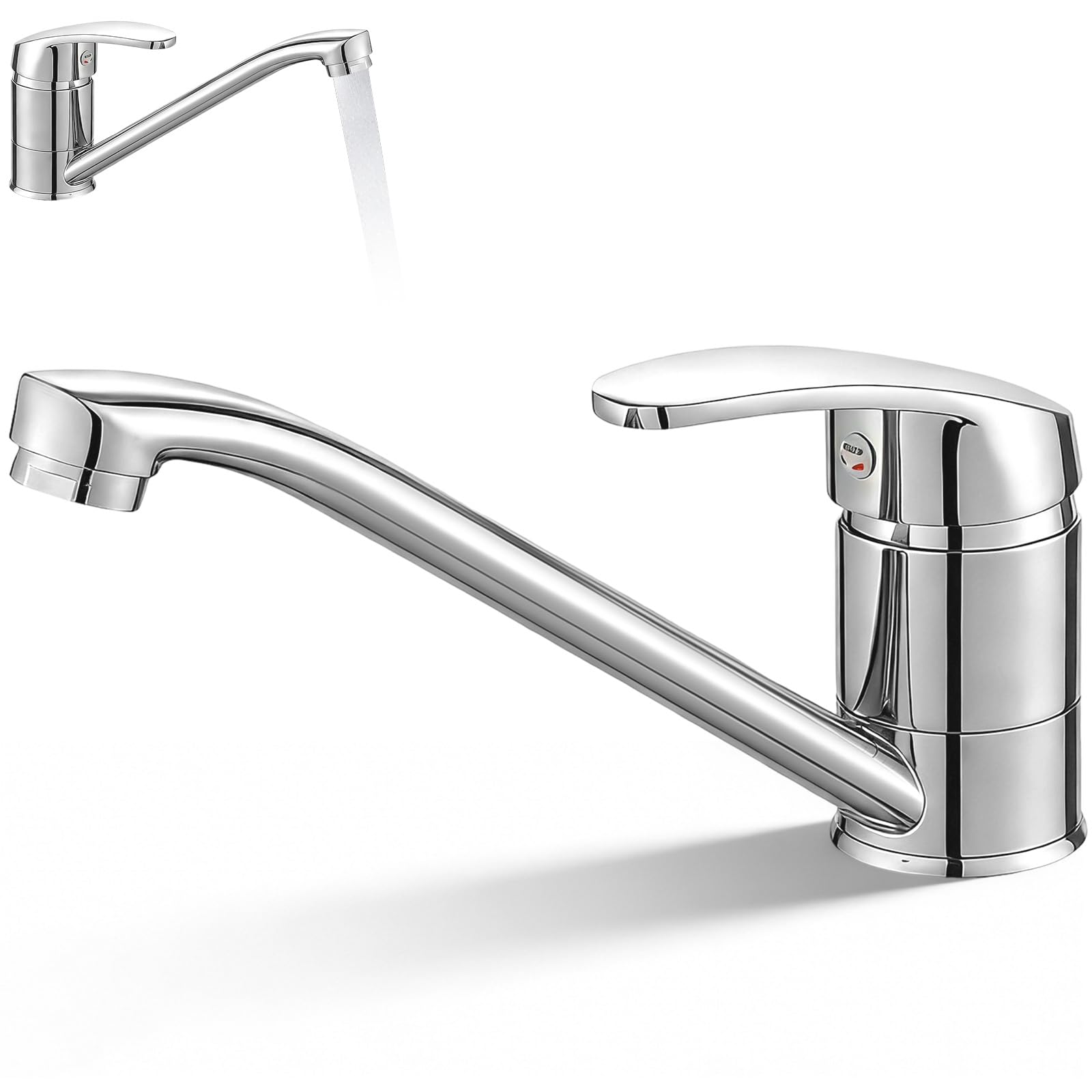 Kitchen Faucet, Kitchen 360° rotatable Long-Neck Faucet, Stainless Steel Kitchen Sink Faucet is Easy to Install and Clean (Includes 2 Water Pipes)