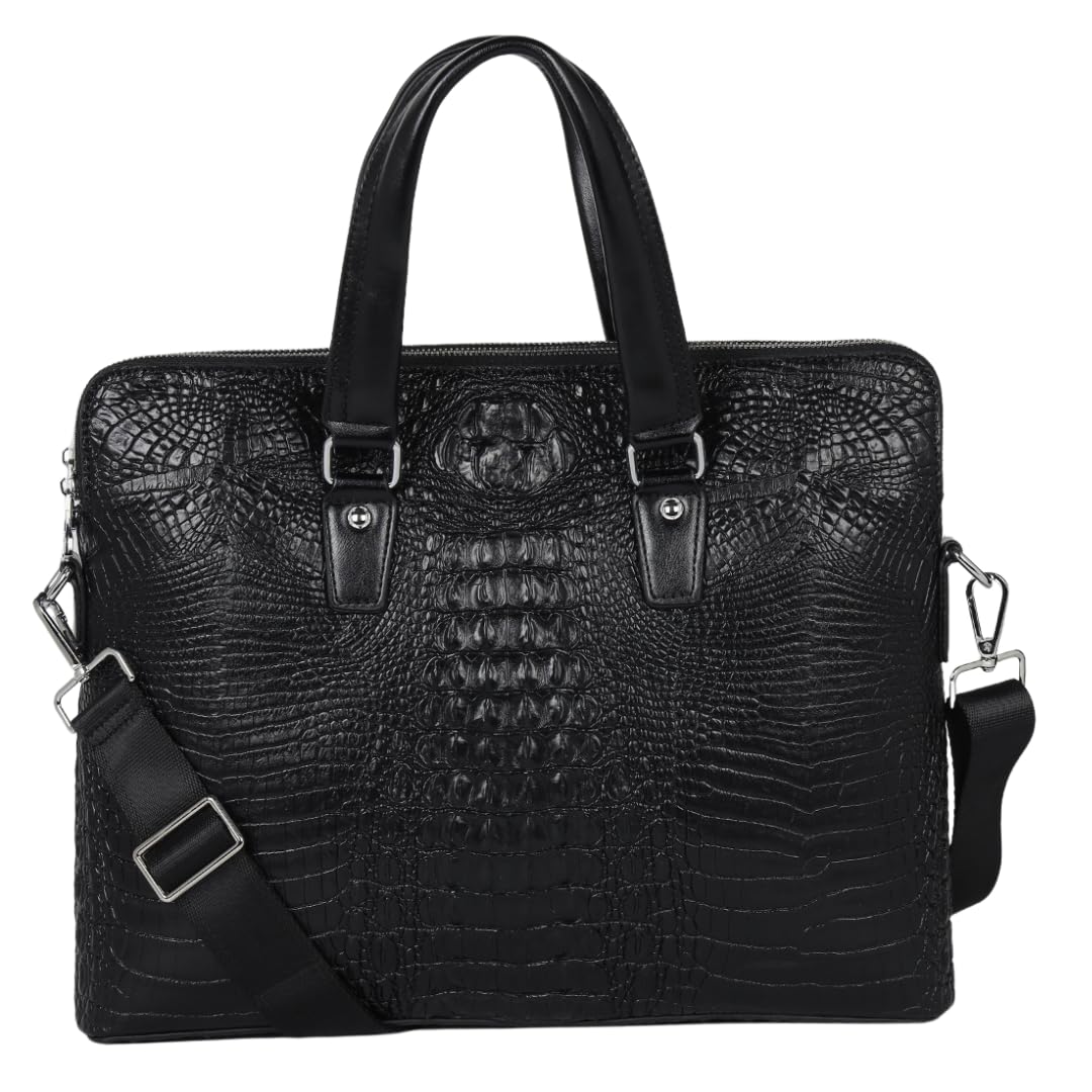 Dote Crocodile Textured Laptop Bag | Fits 15 Inch Laptop | Fits Macbook Pro 14” | Water Resistant | Office Laptop Bag | Two Zippered Compartments | Strong Material | Inner Slip Pockets | Brown (B0CZLLPNRT) Amazon Price History, Amazon Price Tracker