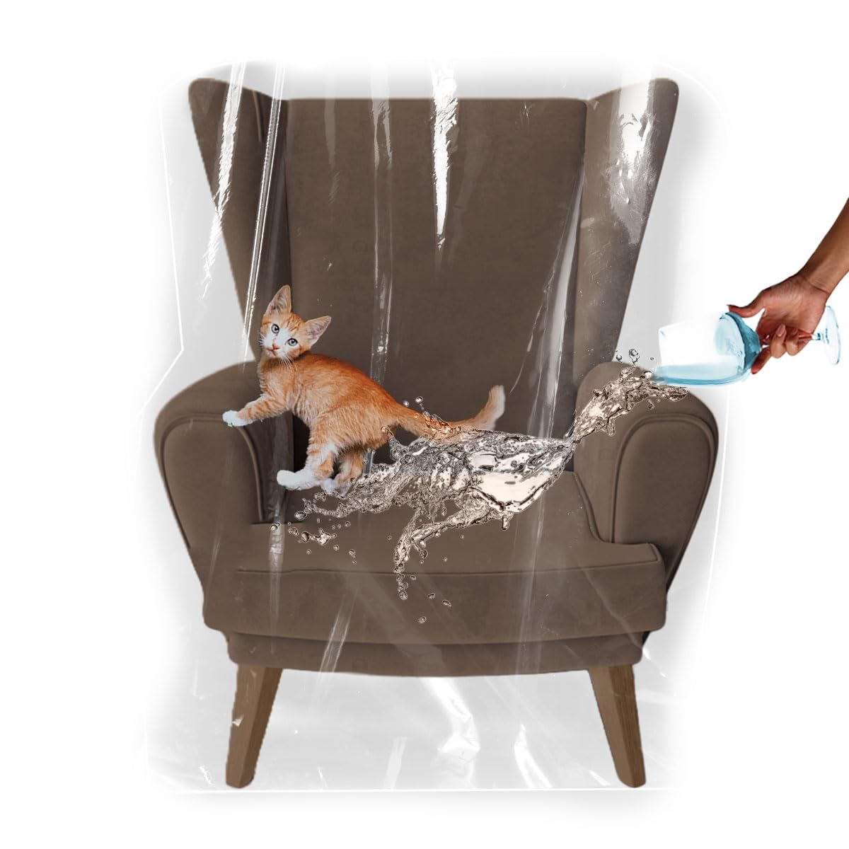 LAMINET Heavy-Duty Plastic Recliner Cover – Clear Vinyl Waterproof Protector for Armchairs, Living Room Chairs, Guards Against Cat/Dog Scratches, Pet Hair, Dust, and Spills – Ideal for Storage Moving