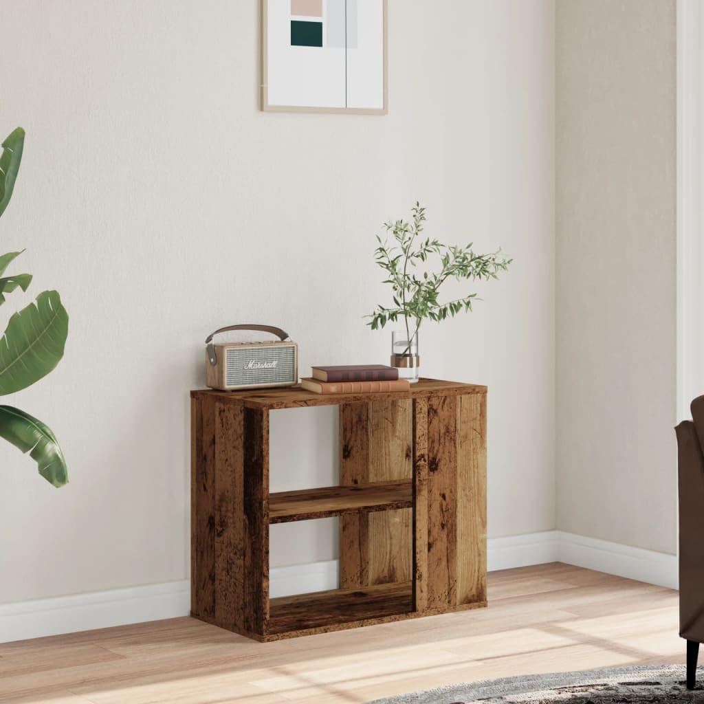 Armario auxiliar con aspecto de madera vieja, 60 x 30 x 50 cm, material a base de madera con 2 estantes, espacio de almacenamiento para utensilios y artículos del hogar, placa superior estable