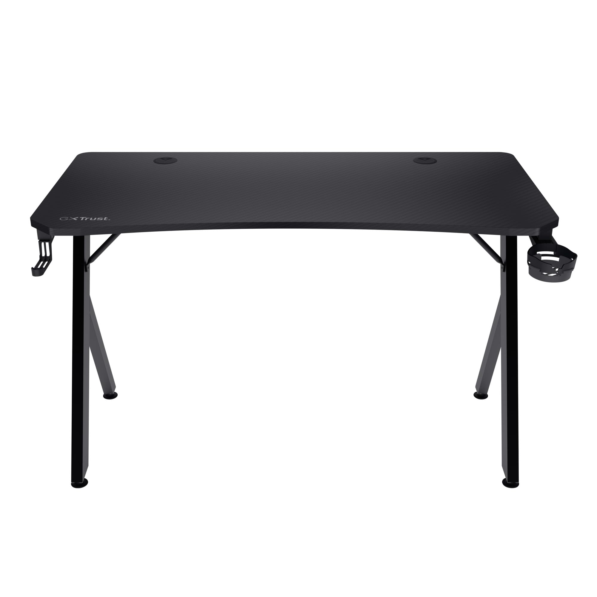 GXTrust Dynamus Scrivania 120 x 60 cm, Tavolo Gaming PC Computer, Nero | Supporto per Cuffie e Portabicchiere, Struttura in Metallo, Sistema di Estione dei Cavi