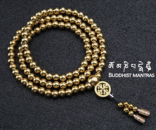 108 Destiny Nepal Prayer Full Metal Buddism Bead Mala Necklace (full brass)2