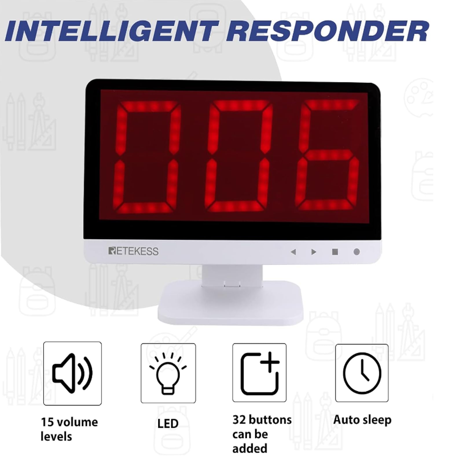 Retekess TM101 Wireless Quiz Buzzer System, Buzzer mit Sound und Licht, Bis zu 32 Antwort Buzzer, Drahtlose Fernbedienung für Teamspiele, Spiel und Spaß für Schule und zu Hause