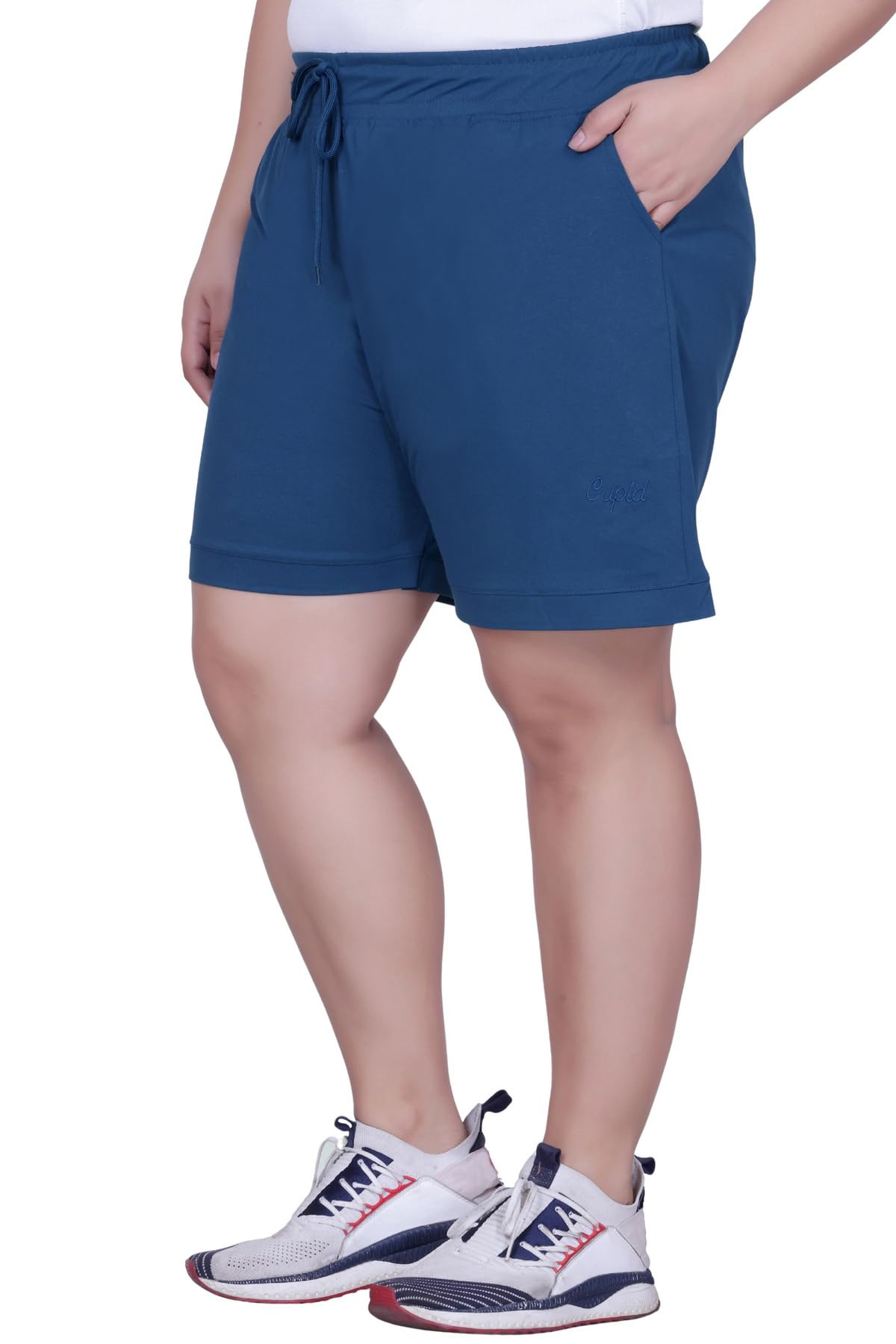 cupid Women Mid-Rise Bermuda Shorts with Drawstring Waist n Pockets, Comfortable Gym, Yoga, Casual, Night n Lounge Wear-picture-27