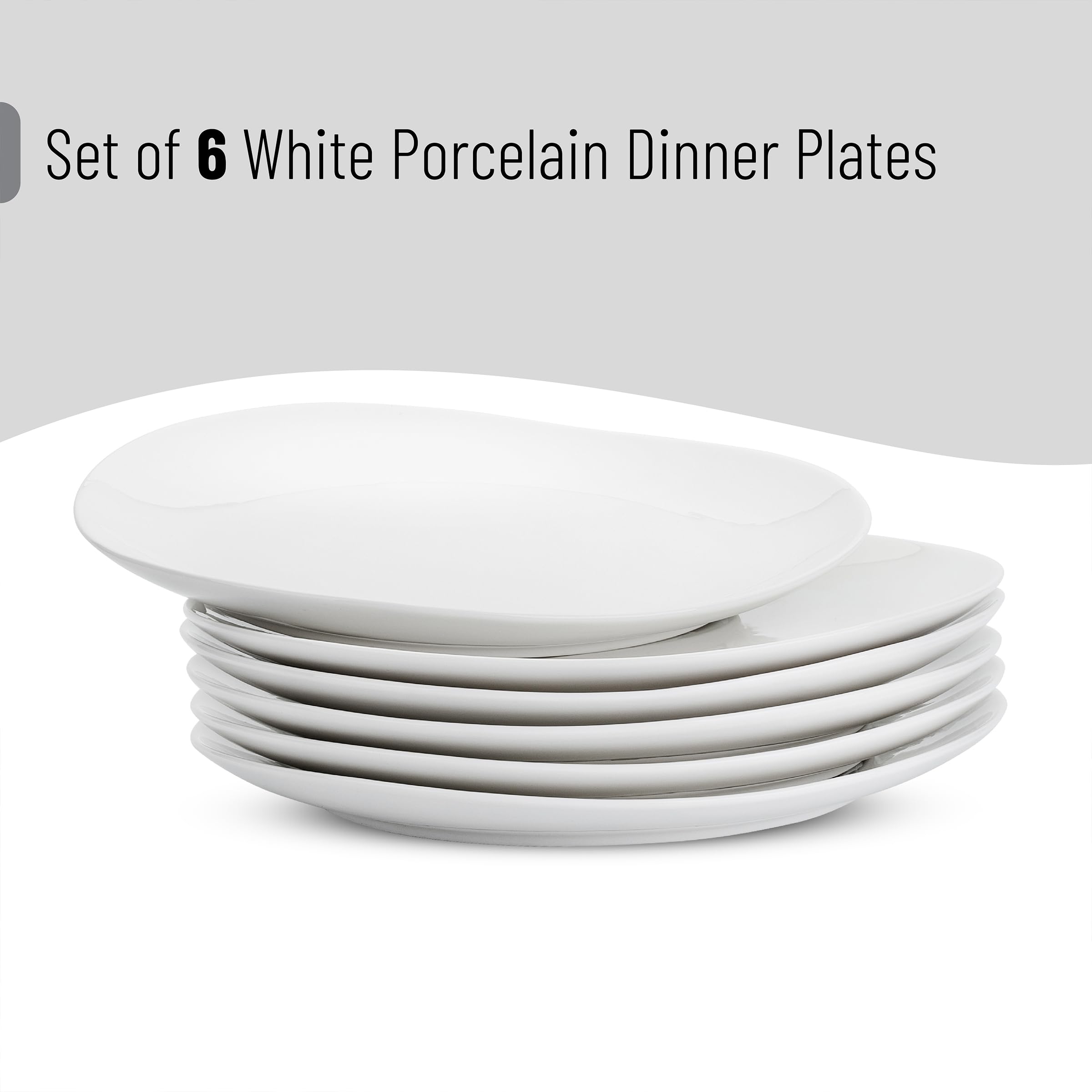 BTaT- Platos de porcelana blanca, juego de 6, 11 pulgadas, platos blancos, platos de porcelana para 6, juegos de platos de porcelana para 6, juego de platos blancos, platos blancos de cerámica, platos