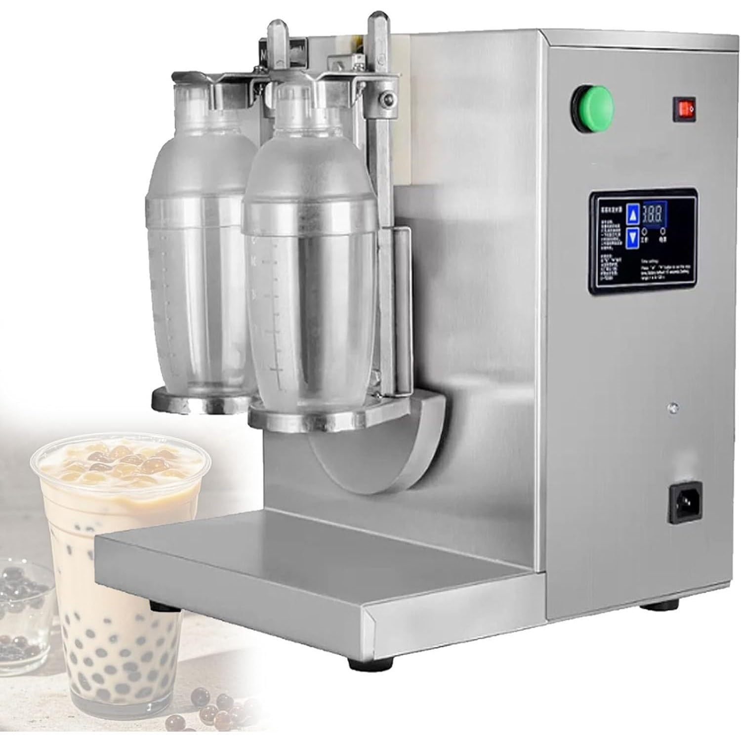 UofZc Milk Tea Shaker Machine, Dual-Cup Automatic Drink Shaker for Bubble Tea, Juice, Coffee, Milkshake, Wine，Smoothies,High-Torque Motor