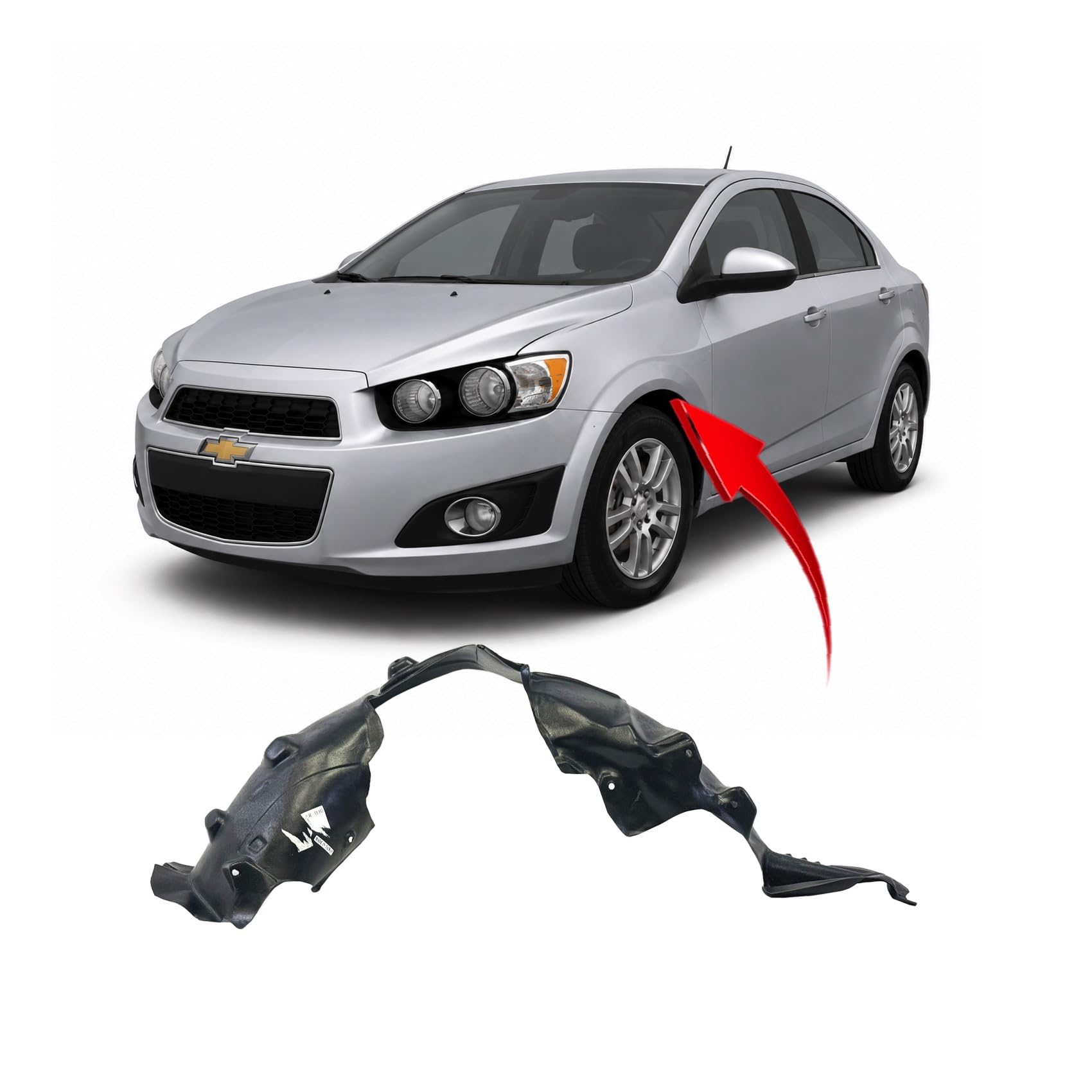 FitParts Compatible with Chevrolet Sonic 2012–2016 Front Left Fender Liner