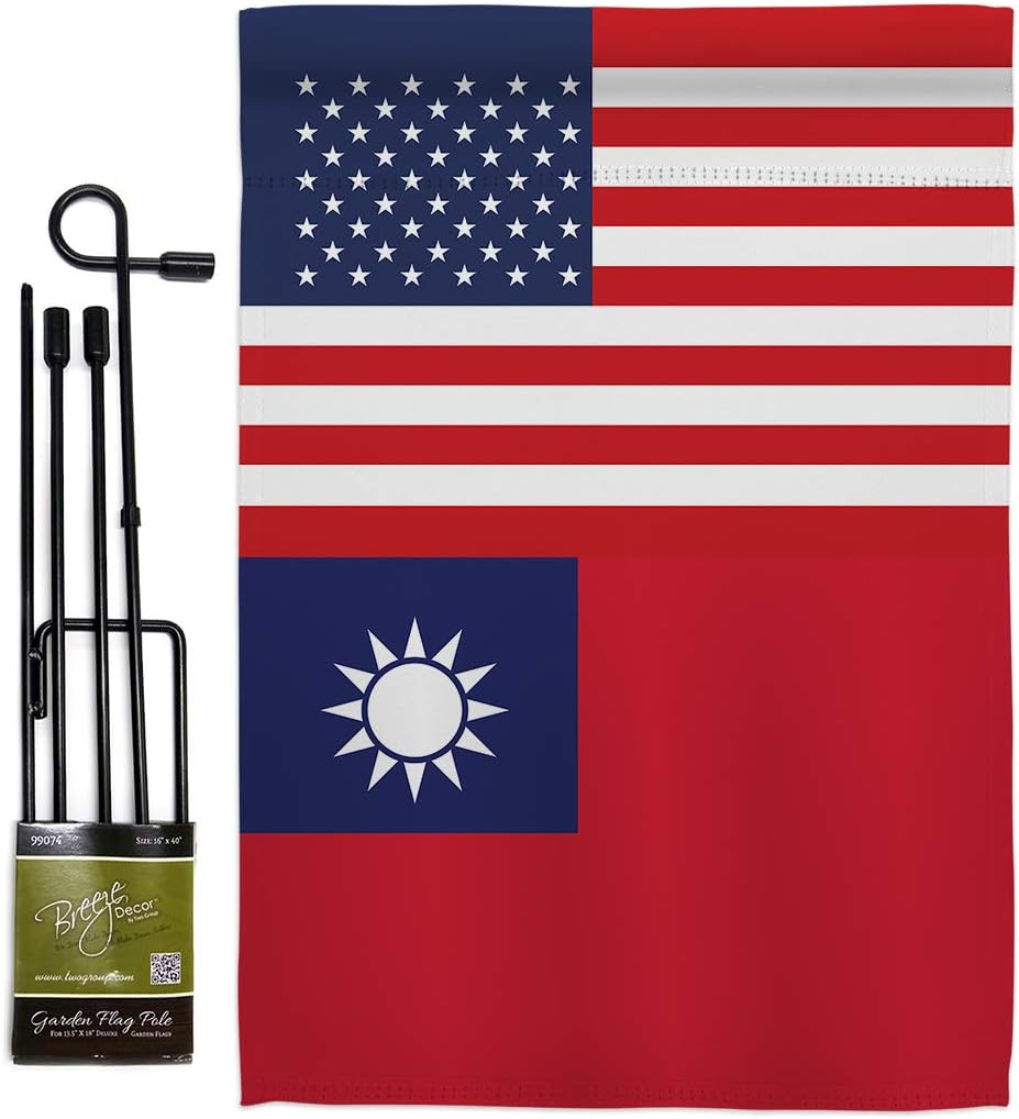 Taiwan US Friendship Garden Flag Set Mailbox Hanger Regional USA American Alliance World Country Particular Area Small Decorative Gift Yard House Banner Double-Sided Made In 13 X 18.5