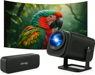 2025 - Pack Home Cinema Video projecteur WiFi Bluetooth HY320 avec Barre de Son. rétroprojecteur portable1080p Full HD Prend en Charge 4K. vidéoprojecteur Compatible avec USB/HDMI, Android 11.