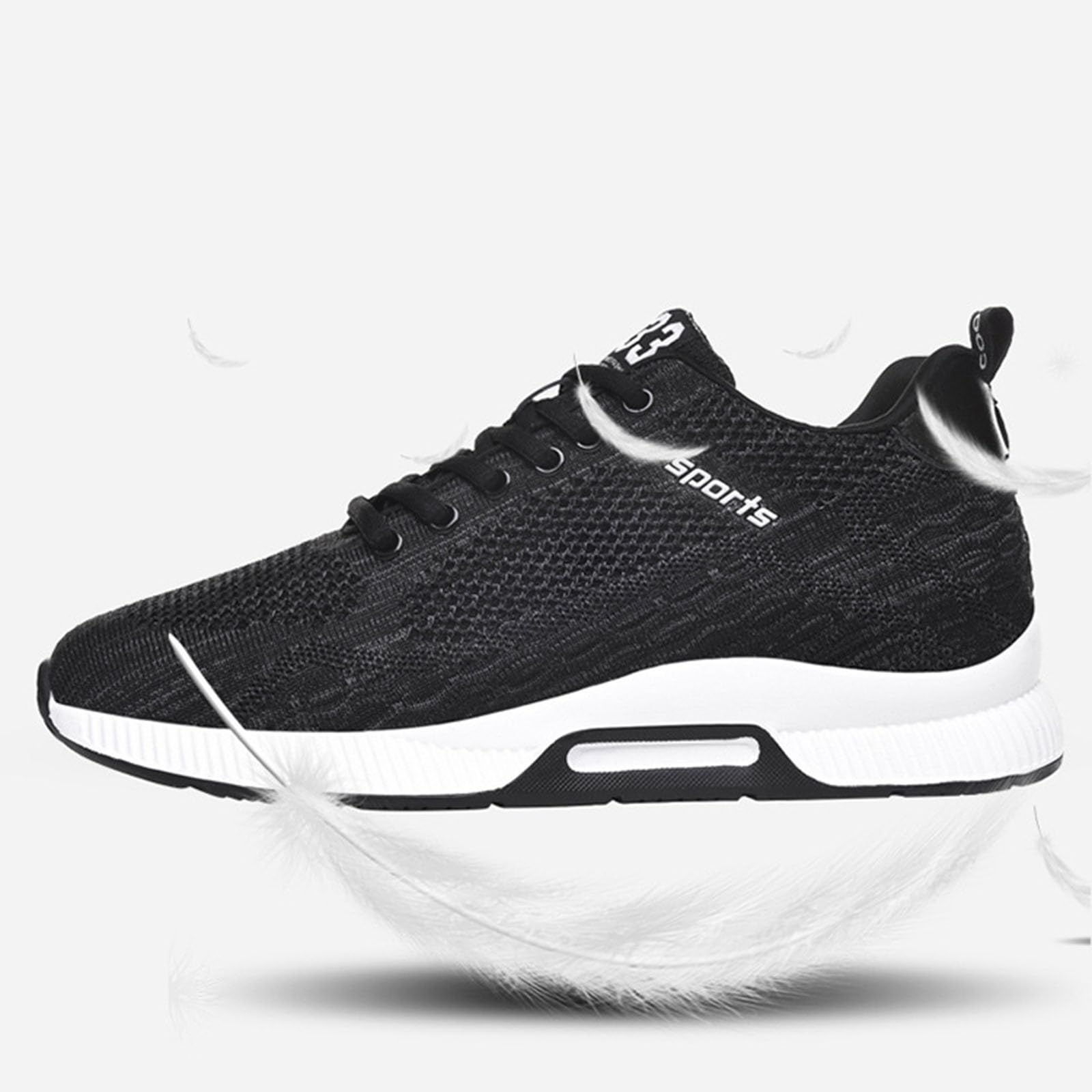 Generisch 2026 Paar Herrenschuhe mit Erhöhung, lässige Mesh-Sneaker, leichte, atmungsaktive Sportschuhe zum Schnüren mit verstecktem Hebeabsatz für Männer, 10 cm (Black, 47)