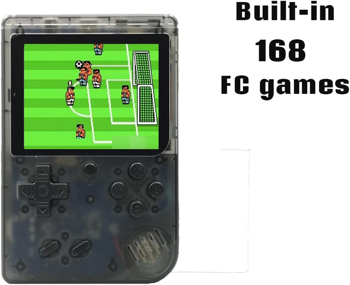 Biospirit Handheld Game Console, 3 Inch 168 Classic Games Retro FC Game Console, Birthday Parent for Children - Transparent Black