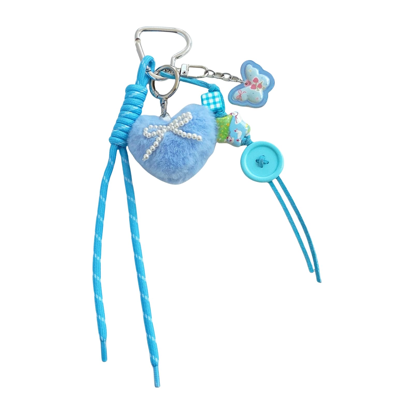 Buxuaaaa Adorable Heart Shape Keychain Accessory Backpack Charm Plush Texture Soft Toy Keyrings Suitable for Bags or Car Keys Trendy Women Accessories