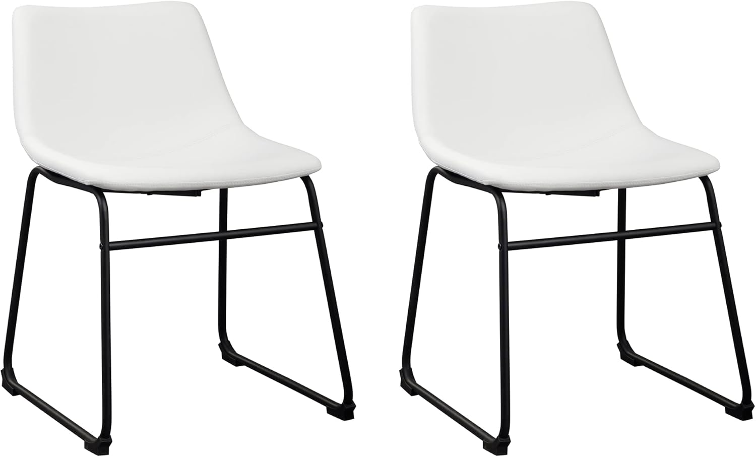 Signature Design by Ashley Centiar Urban Industrial Faux Leather 18.75" Bucket Dining Chair, 2 Count, White White Chair
