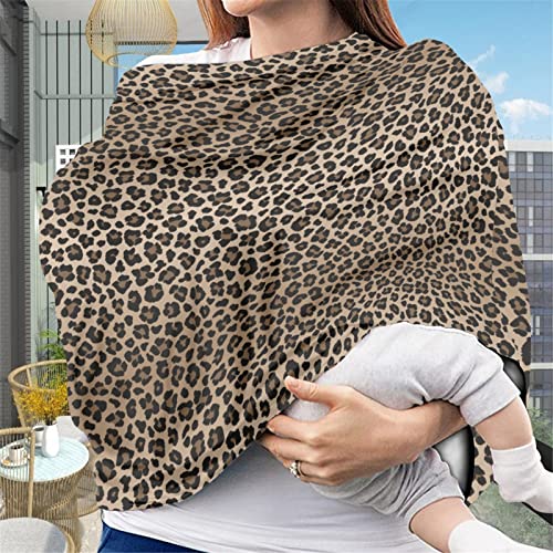 Image of Forchrinse Leopard Cheetah Animal Print Baby Car Seat Canopy for Boys Girls - Soft Nursing Breastfeeding Cover Stroller Cover Baby Car Seat Cover