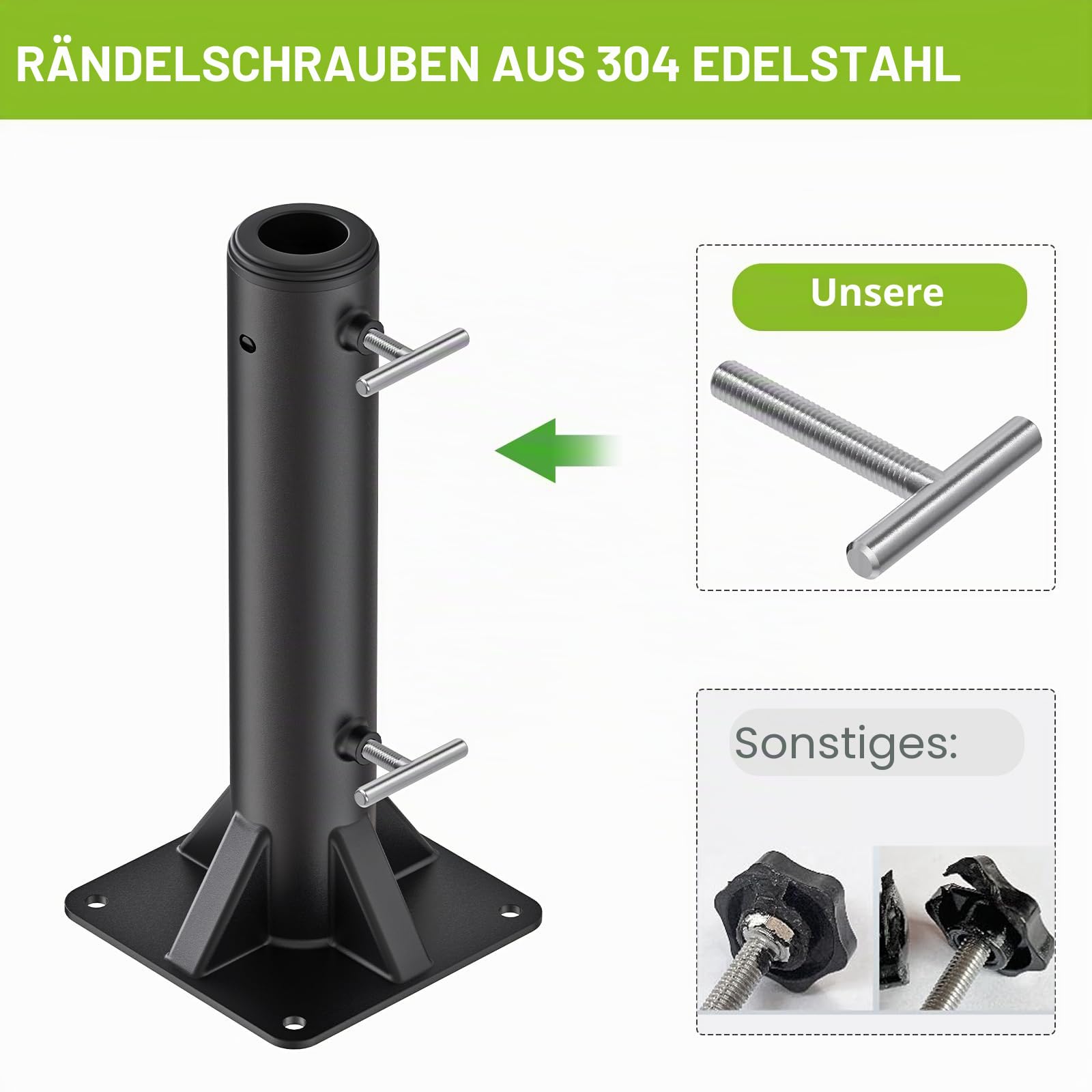 Dolibest Sonnenschirmhalter Standrohr Bodenhülse Bodenanker/Eckige