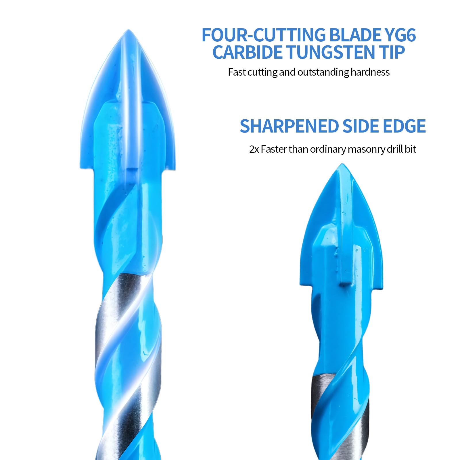 HPMAISON Concrete & Masonry Drill Bit Set, 7Pcs Four Cutting Edges Multi-Function Drill Bit - Image 4