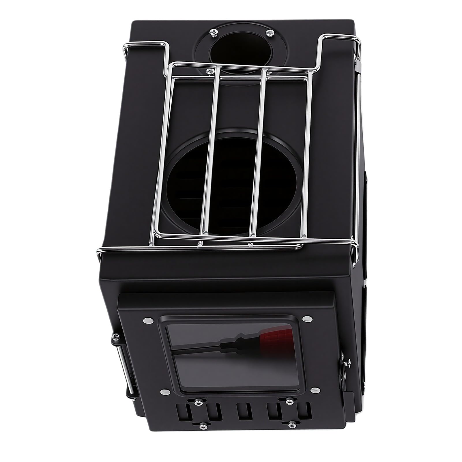 AMONIDA Fornello a Legna Portatile Design Regolabile per Cucinare All'aperto Viaggi in Campeggio Resistente Acciaio Al Carbonio 35,6 X 30 X 20,5 Cm