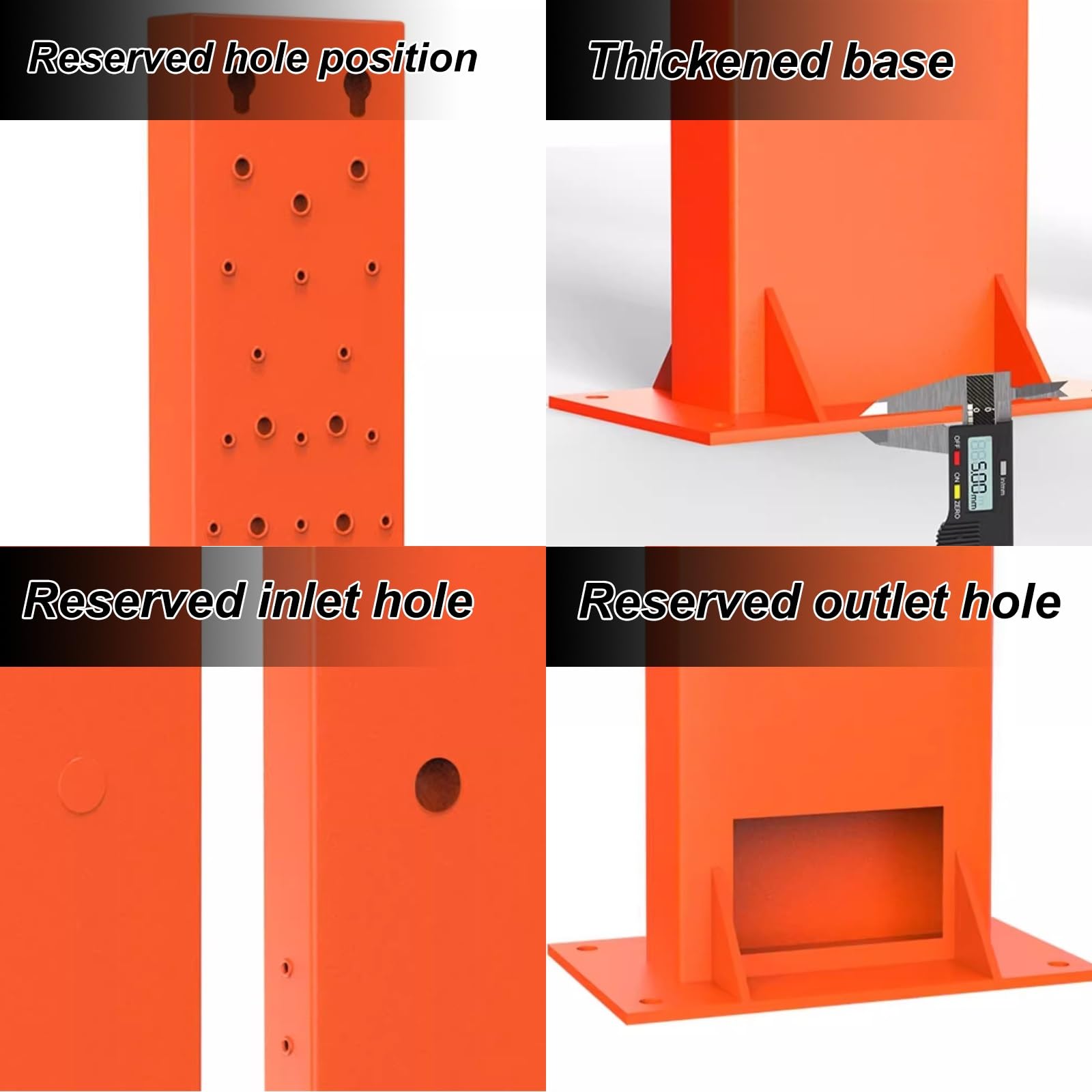 Borne de recharge extérieure pour véhicules électriques - Grande borne rouge avec accessoires d'installation, trou de passage de câbles prévu, compatible avec la plupart des bornes de rechar