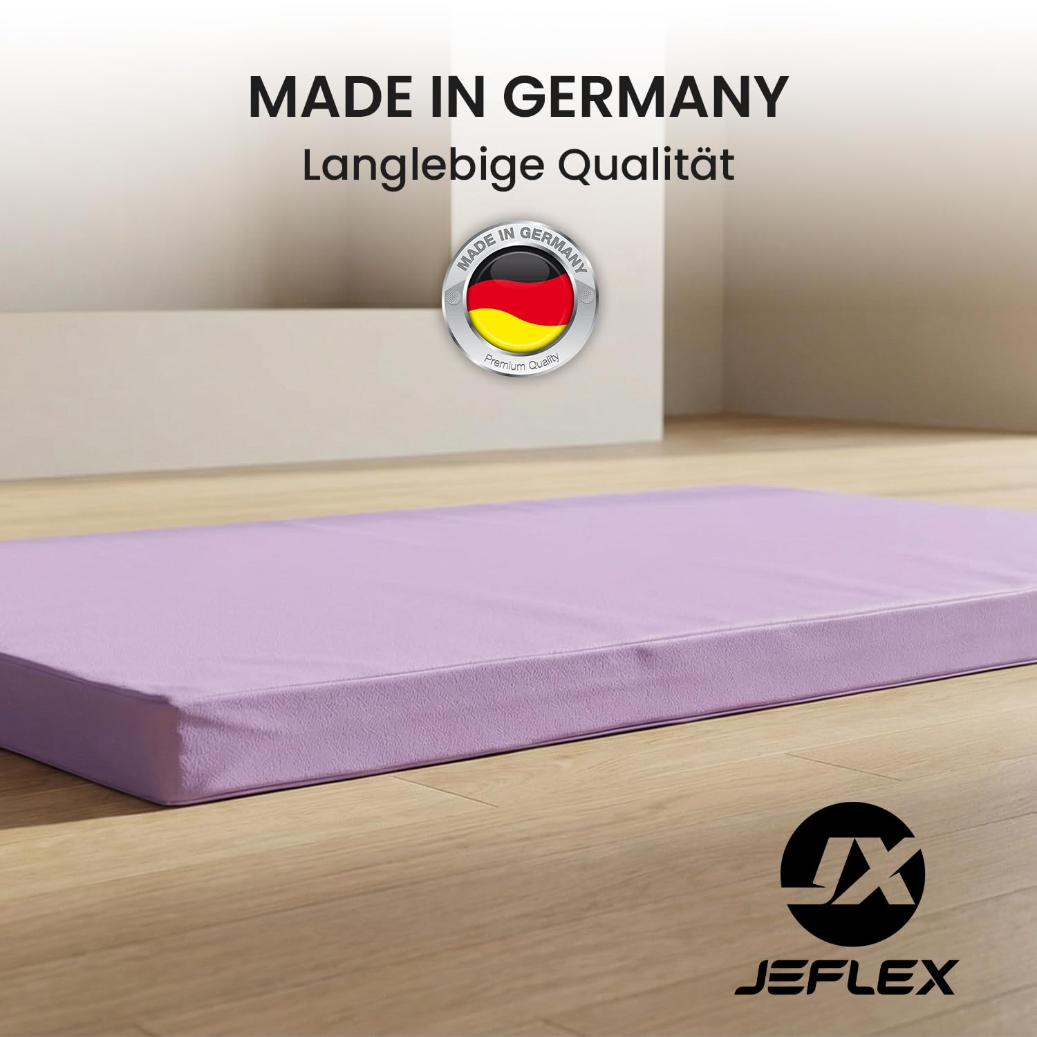 Jeflex - Weichbodenmatte & Turnmatte 150 x 100 x 8 cm MADE IN GERMANY/Gymnastikmatte tragbar/platzsparende Fitnessmatte & Spielmatte für Kinderzimmer