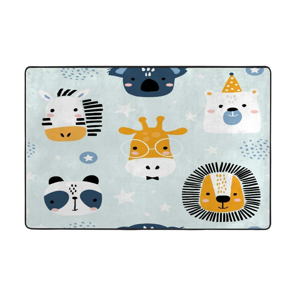 Grand tapis de sol antidérapant lavable 50x75cm à motif animaux amusants pour cuisine et salon