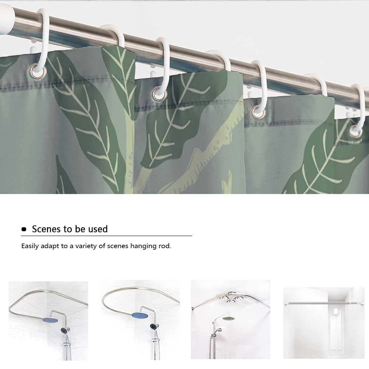 Cortina de Ducha Estilo Morris Verde Salvia Baño 180x180cm