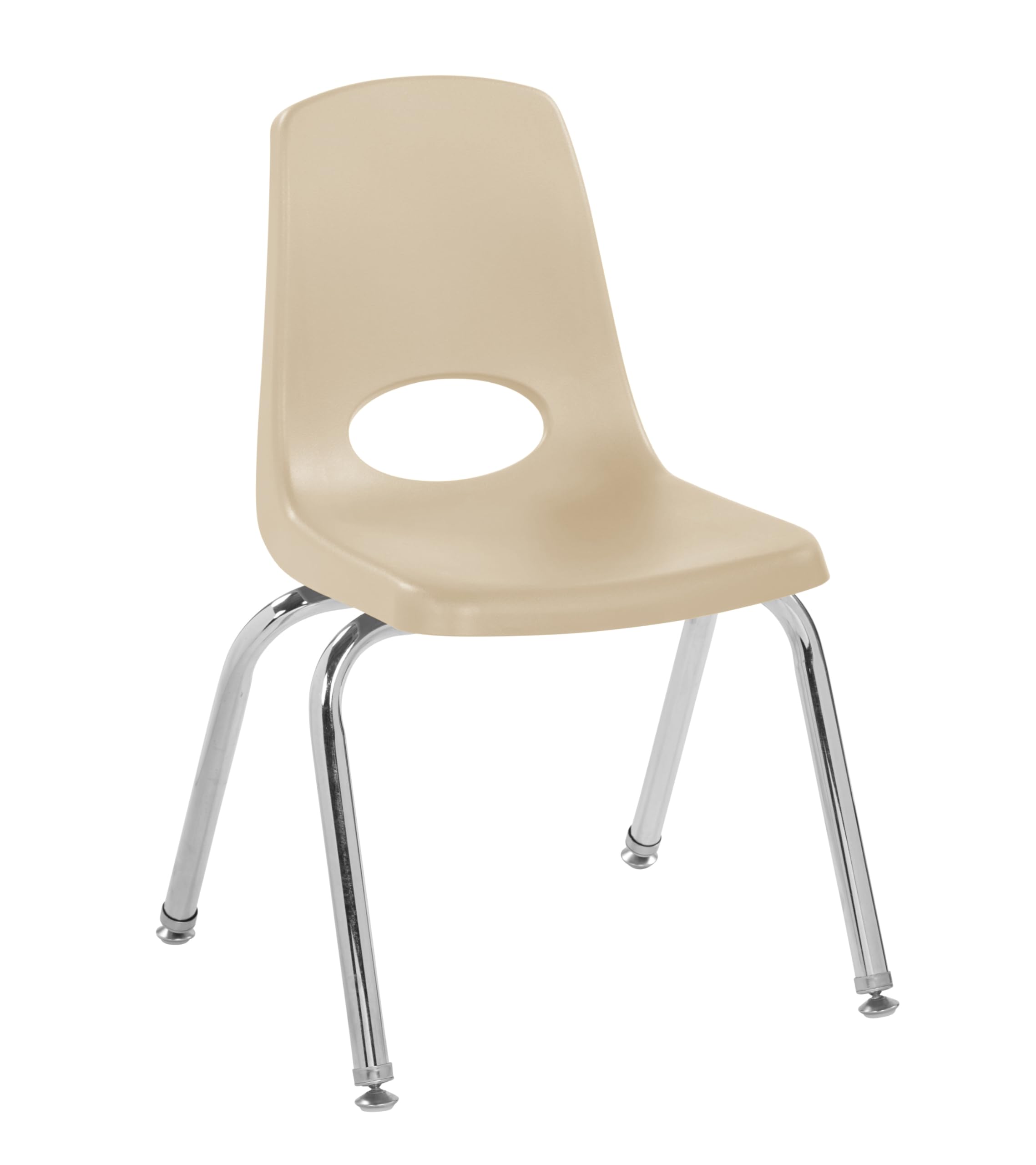 FDP 14" School Stack Chair, Stacking Student Seat with Chromed Steel Legs and Swivel Glides for Classroom, Homeschool or Learning Space - Sand, 11558-SD