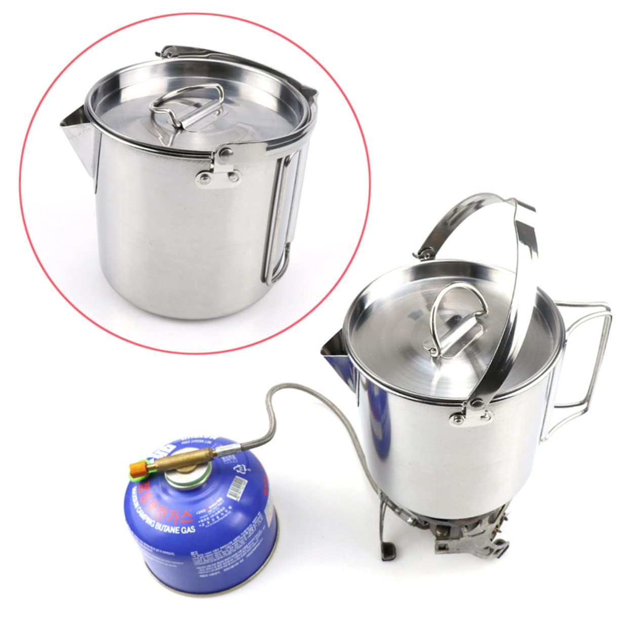 POPETPOP Hervidor de Agua Inoxidable para Camping y Picnic Olla Colgable para Hervir Agua y Cocinar Sopa para Exteriores y