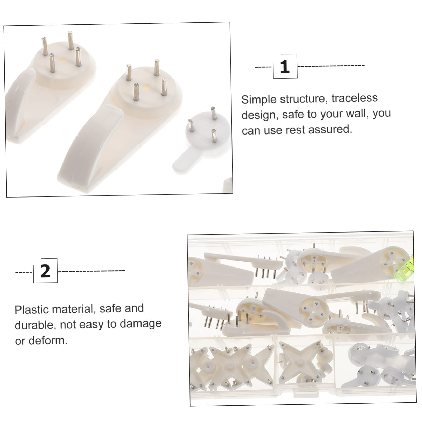 DOITOOL 117piezas Ganchos Invisibles Para Colgar Cuadros y Fotos Fijación Sin Daños Paredes De Ladrillo Concreto y Soporte Resistente y Duradero Para Arte y Decoraciones