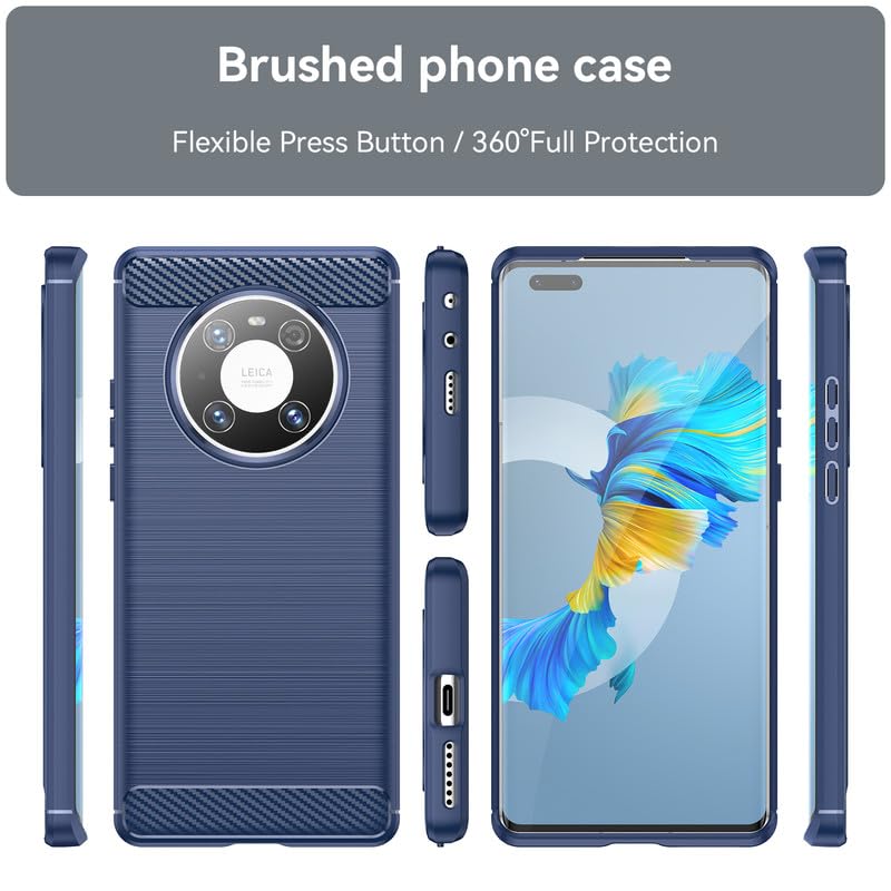 Image of Hybrid Carbon Fiber Back Case for Huawei Mate 40 Pro (Blue)