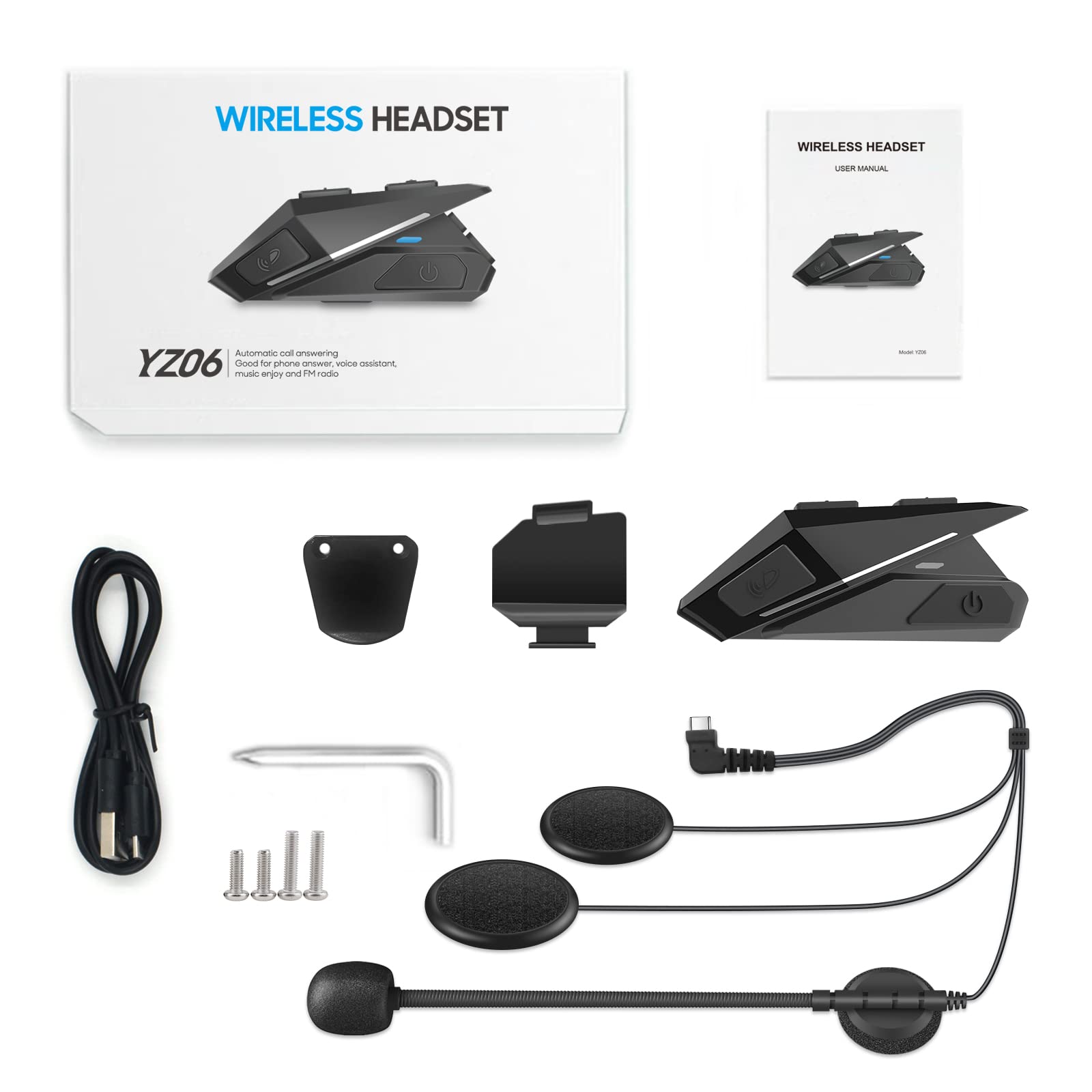 OBEST Casque de Moto Bluetooth 5.0 sans Fil,Kit Bluetooth Casque Moto Réponse Automatique,Son Stéréo,Étanche à la Poussière et à l’Eau,Connecté à Un Intercom,Écouteurs pour Vélo,Ski,Voyage