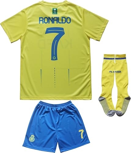 NASSR Riyadh Al RONALDO #7 - Juego de calcetines de fútbol americano para niños 20232024, tallas juveniles