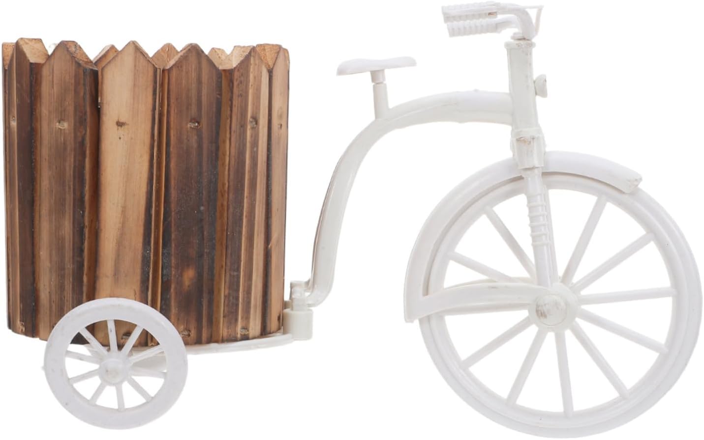 Vintage Tricycle Plant Stand with Wooden Detail for Office Desk