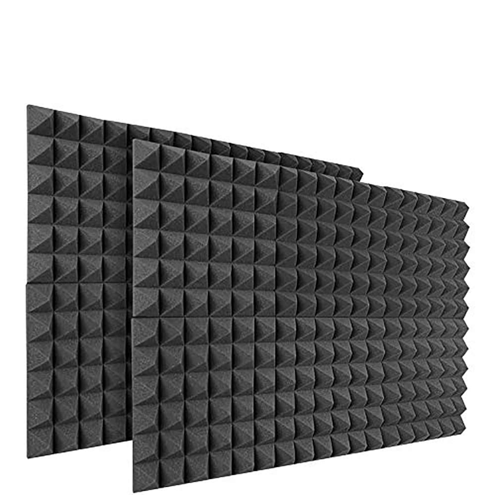 DEKIRUSoundproofing Foam Black Foam Sound Padding Absorption Pyramid Studio Treatment Wall Panels, 2" X 12" X 12" Friendly for Studio & Rooms Sound Insulation -12 Pack (2" X 12" X 12", Black)