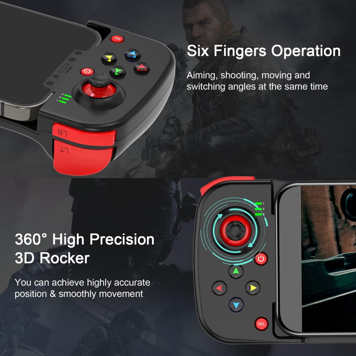 arVin Game Controller for iPhone 14/14 Plus/14 Pro/14 Pro Max/13/12/11, iPad, MacBook, iOS, Android, Samsung, One Plus, TCL, Tablet, PC, Wireless Gamepad Joystick for Call of Duty, Apex -Direct Play