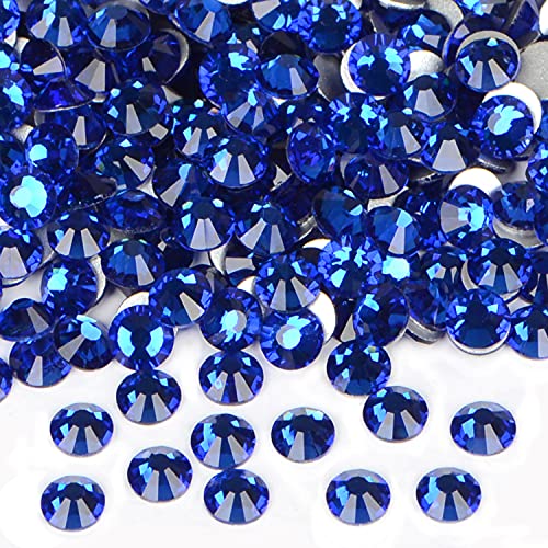 Image of 1440 Pieces Nail Art Rhinestones Non Hotfix Glue Round Flat Glass Crystals for DIY Jewelry Making with a Selection Pen (Ss12 1440 Pieces, Sapphire)