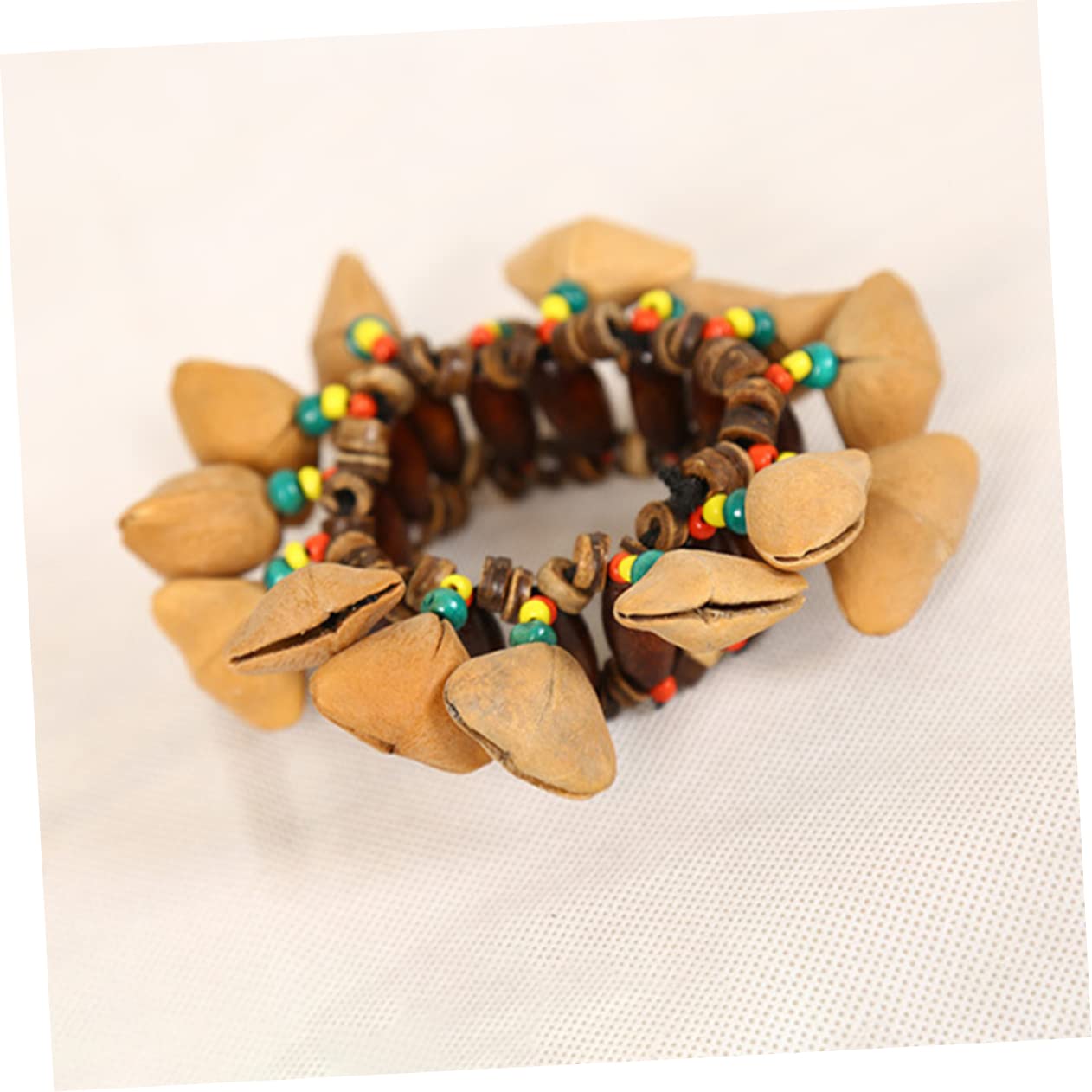 Campanella a Guscio di Noce, 2 Pezzi, Stile Tribale Africano | Bracciale a Forma di Bangle, per Ragazzo Ragazza, Legno e Cocco, per Danza e Feste