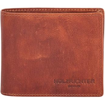 HOLZRICHTER Berlin - Herren Geldb rse aus Leder No 1-5 9x12x1 cm im Querformat Edles Portemonnaie mit 8 Kartenf cher 3 Dokumentenf cher und 1 M nzfach Geldbeutel Cognac