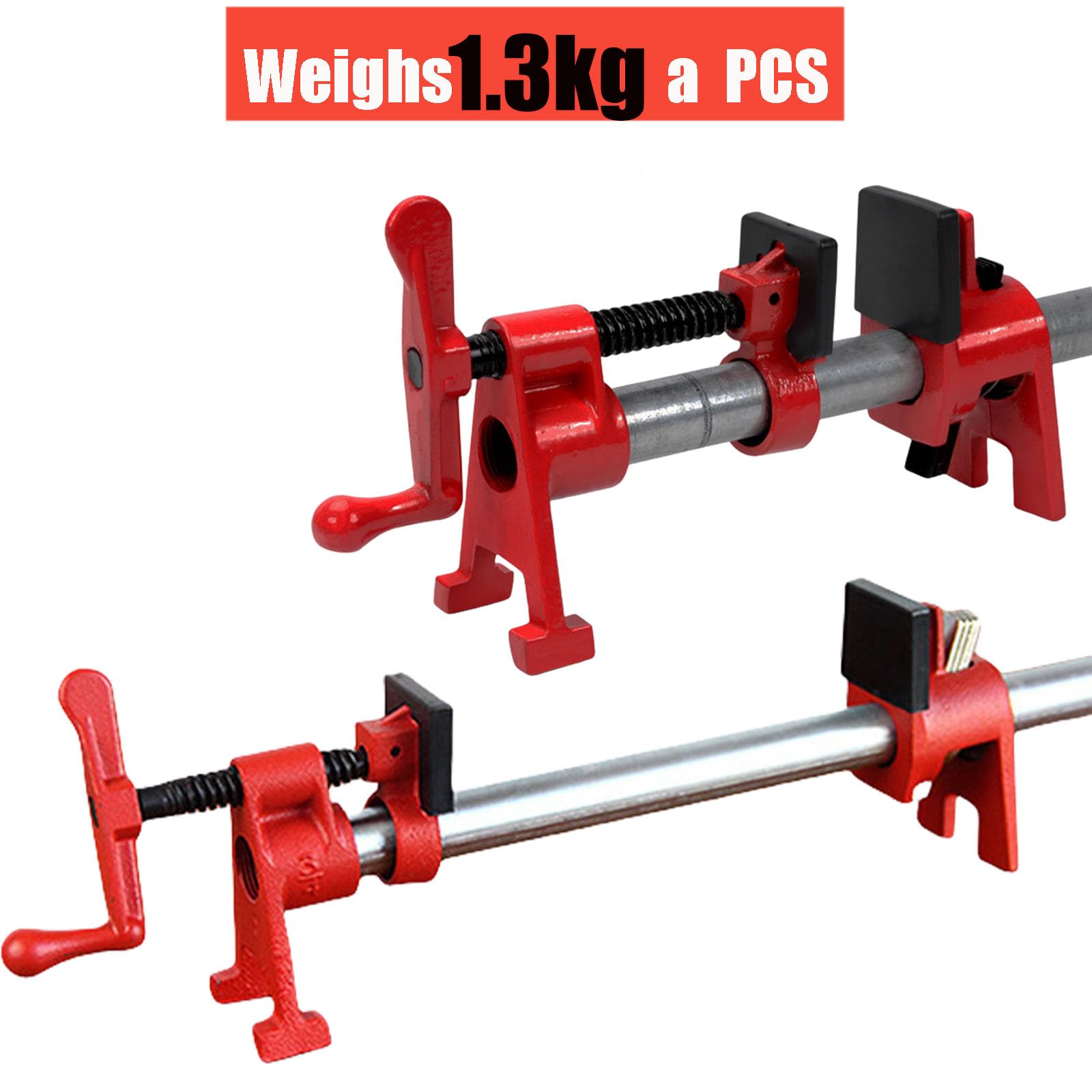 DURDUR 4 Pièces Colliers de Serrage à Vis pour Tuyaux 3/4", Jeu de Colliers de Serrage à Vis en Fonte Malléable pour Ensemble de Montage de Cadre de Porte, Pince à Dégagement Rapide, Etau, Pince à Co
